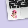 Custom Pink Bow Shark Costume Face Cutout – Sticker Custom Pink Bow Shark Costume Face Cutout shown on a sticker mockup