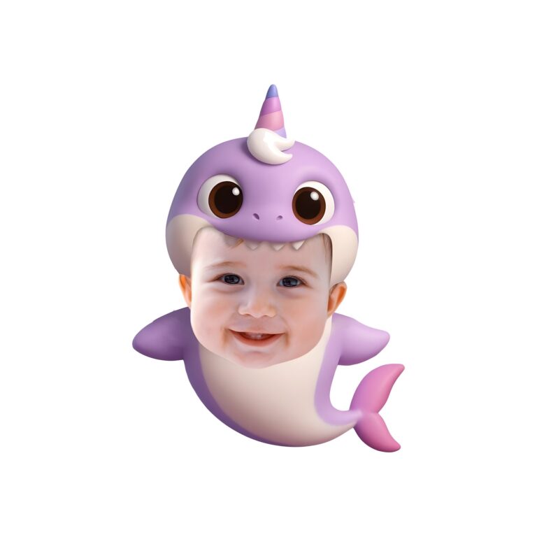 Custom Purple Narwhal-Style Costume Face Cutout – Original Custom Purple Narwhal-Style Costume Face Cutout design preview