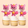 Custom Baby Shark Pink Crowned Fox Mascot Face Cutout – Cupcake Topper Custom Baby Shark Pink Crowned Fox Mascot Face Cutout shown on a cupcake topper mockup