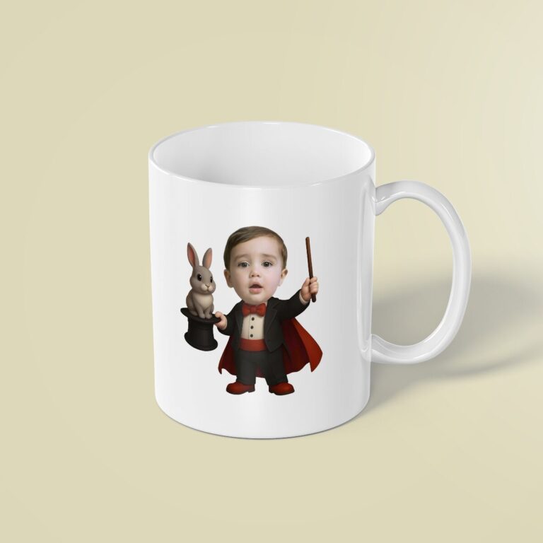 Custom Magician with Rabbit Face Cutout – Mug Custom Magician with Rabbit Face Cutout shown on a mug mockup