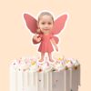 Custom Pink Wand Fairy Face Cutout – Cake Topper Custom Pink Wand Fairy Face Cutout shown on a cake topper mockup