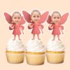 Custom Pink Wand Fairy Face Cutout – Cupcake Topper Custom Pink Wand Fairy Face Cutout shown on a cupcake topper mockup