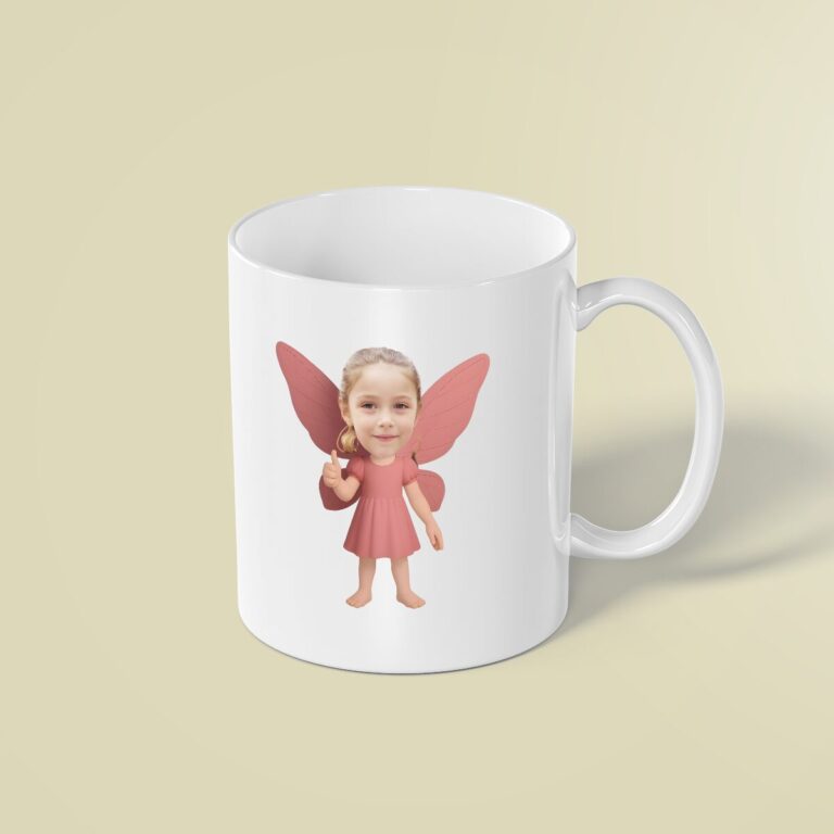 Custom Pink Wand Fairy Face Cutout – Mug Custom Pink Wand Fairy Face Cutout shown on a mug mockup