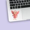 Custom Pink Wand Fairy Face Cutout – Sticker Custom Pink Wand Fairy Face Cutout shown on a sticker mockup
