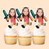Custom Pixel-Style Pink Adventurer with Sword Face Cutout – Cupcake Topper Custom Pixel-Style Pink Adventurer with Sword Face Cutout shown on a cupcake topper mockup
