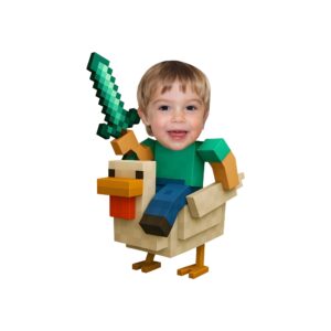 Custom Pixel Miner Riding a Chicken Face Cutout – Original Custom Pixel Miner Riding a Chicken Face Cutout design preview