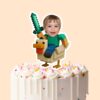 Custom Pixel Miner Riding a Chicken Face Cutout – Cake Topper Custom Pixel Miner Riding a Chicken Face Cutout shown on a cake topper mockup