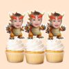 Custom Spiked Turtle-Dragon Costume Face Cutout – Cupcake Topper Custom Spiked Turtle-Dragon Costume Face Cutout shown on a cupcake topper mockup