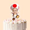 Custom Mushroom Helper Character Face Cutout – Cake Topper Custom Mushroom Helper Character Face Cutout shown on a cake topper mockup