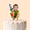 Custom Pixel Adventurer Riding a Chicken Face Cutout – Cake Topper Custom Pixel Adventurer Riding a Chicken Face Cutout shown on a cake topper mockup