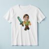 Custom Pixel Adventurer with Teal Sword Face Cutout – T-shirt Custom Pixel Adventurer with Teal Sword Face Cutout shown on a T-shirt mockup
