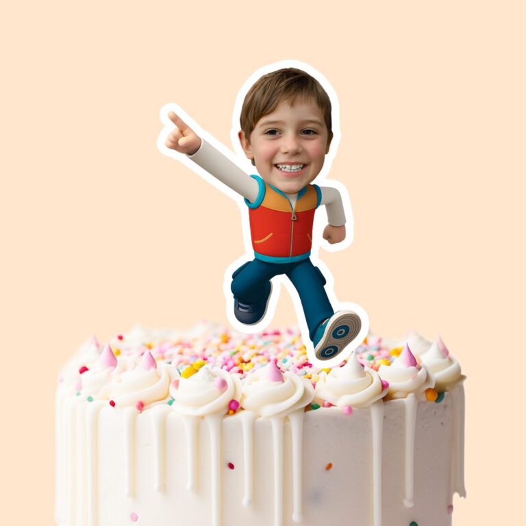 Custom Rescue-Team Leader Character Face Cutout – Cake Topper Custom Rescue-Team Leader Character Face Cutout shown on a cake topper mockup
