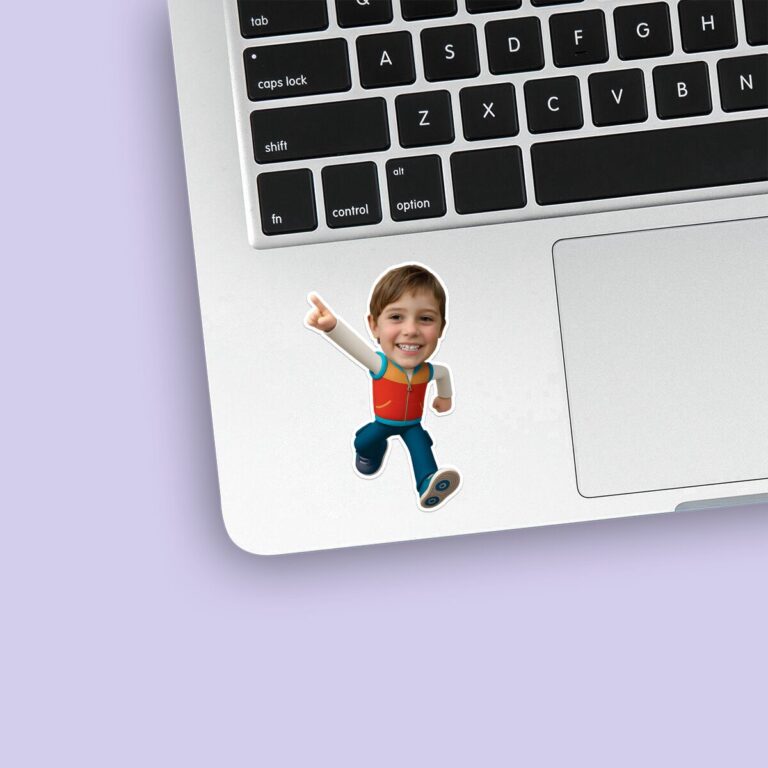 Custom Rescue-Team Leader Character Face Cutout – Sticker Custom Rescue-Team Leader Character Face Cutout shown on a sticker mockup