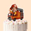 Custom Ladder-Truck Firefighter Face Cutout – Cake Topper Custom Ladder-Truck Firefighter Face Cutout shown on a cake topper mockup