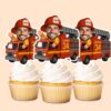 Custom Ladder-Truck Firefighter Face Cutout – Cupcake Topper Custom Ladder-Truck Firefighter Face Cutout shown on a cupcake topper mockup