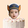 Custom Police-Pup Cap Portrait Face Cutout – Cake Topper Custom Police-Pup Cap Portrait Face Cutout shown on a cake topper mockup