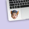 Custom Police-Pup Cap Portrait Face Cutout – Sticker Custom Police-Pup Cap Portrait Face Cutout shown on a sticker mockup