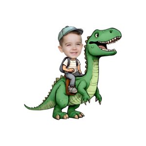 Custom Rider on a Green Tyrannosaur Face Cutout – Original Custom Rider on a Green Tyrannosaur Face Cutout design preview