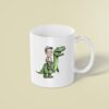 Custom Rider on a Green Tyrannosaur Face Cutout – Mug Custom Rider on a Green Tyrannosaur Face Cutout shown on a mug mockup