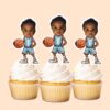 Custom Light-Blue Number 1 Basketball Child Face Cutout – Cupcake Topper Custom Light-Blue Number 1 Basketball Child Face Cutout shown on a cupcake topper mockup