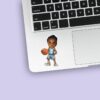 Custom Light-Blue Number 1 Basketball Child Face Cutout – Sticker Custom Light-Blue Number 1 Basketball Child Face Cutout shown on a sticker mockup