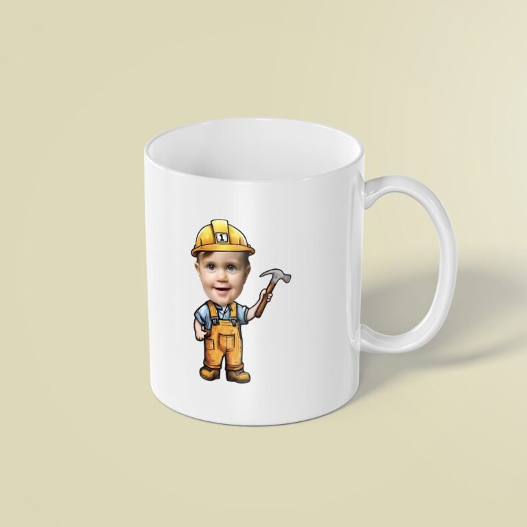 Custom Number 1 Builder with Hammer Face Cutout – Mug Custom Number 1 Builder with Hammer Face Cutout shown on a mug mockup