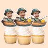 Custom Angler in a Rowboat Face Cutout – Cupcake Topper Custom Angler in a Rowboat Face Cutout shown on a cupcake topper mockup