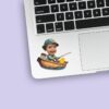 Custom Angler in a Rowboat Face Cutout – Sticker Custom Angler in a Rowboat Face Cutout shown on a sticker mockup