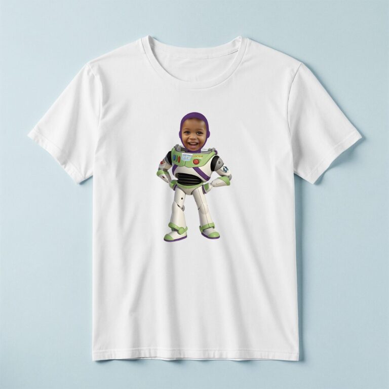Custom Space Ranger Standing Face Cutout – T-shirt Custom Space Ranger Standing Face Cutout shown on a T-shirt mockup