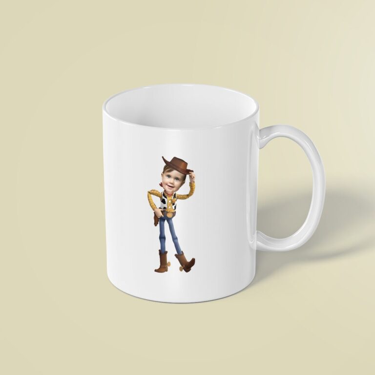 Custom Cowboy Sheriff Tipping Hat Face Cutout – Mug Custom Cowboy Sheriff Tipping Hat Face Cutout shown on a mug mockup