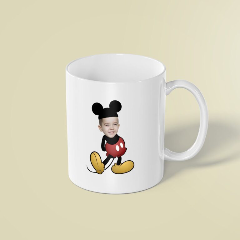 Custom Classic Mouse Character Costume Face Cutout – Mug Custom Classic Mouse Character Costume Face Cutout shown on a mug mockup