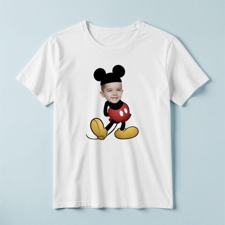 Custom Classic Mouse Character Costume Face Cutout – T-shirt Custom Classic Mouse Character Costume Face Cutout shown on a T-shirt mockup