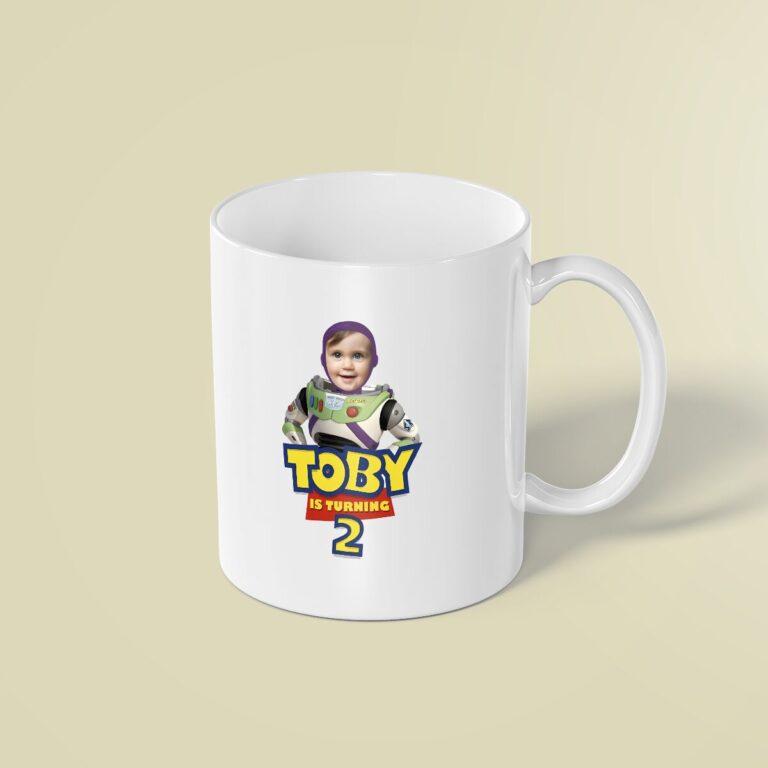 Custom Space Ranger Birthday Design Face Cutout – Mug Custom Space Ranger Birthday Design Face Cutout shown on a mug mockup