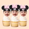 Custom Number 1 Mouse-Ear Portrait Face Cutout – Cupcake Topper Custom Number 1 Mouse-Ear Portrait Face Cutout shown on a cupcake topper mockup