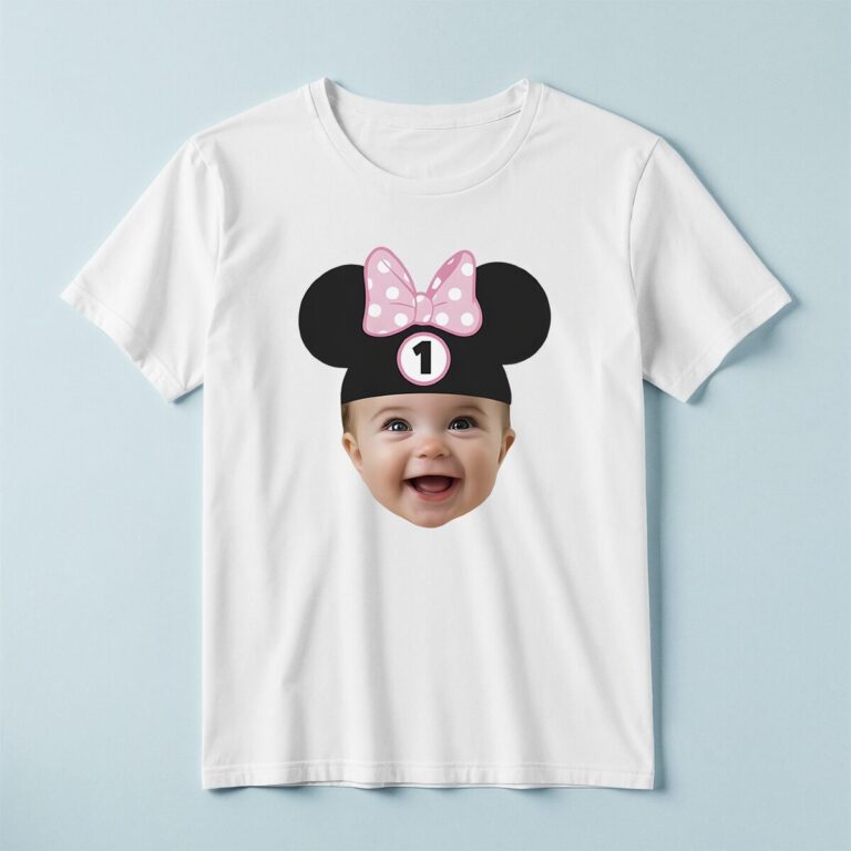 Custom Number 1 Mouse-Ear Portrait Face Cutout – T-shirt Custom Number 1 Mouse-Ear Portrait Face Cutout shown on a T-shirt mockup