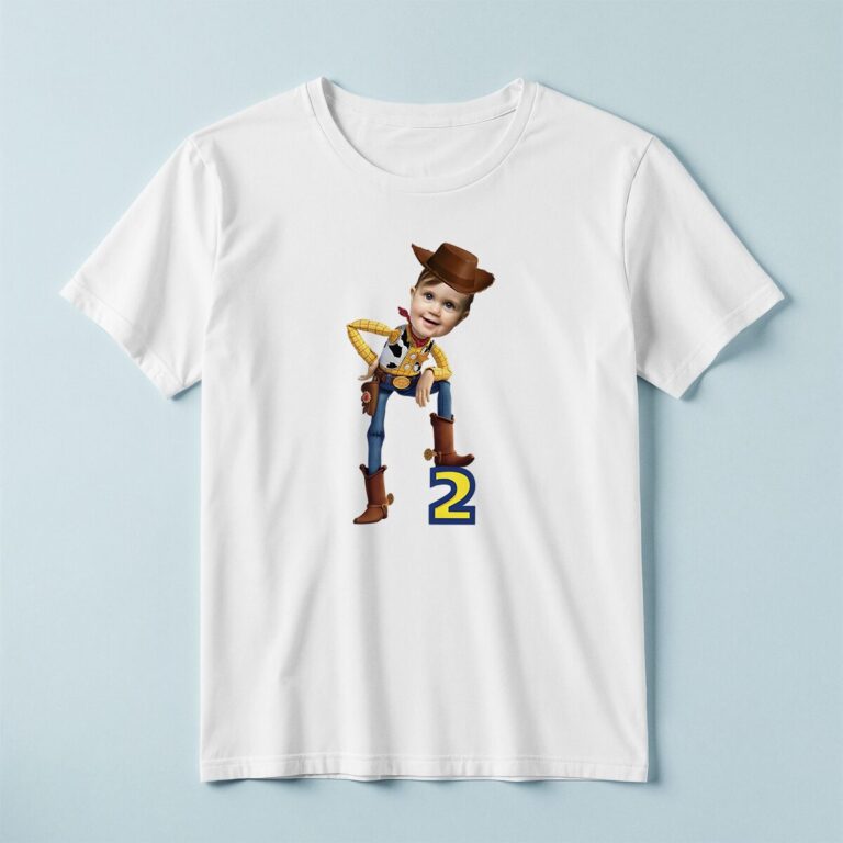 Custom Number 2 Cowboy Sheriff Face Cutout – T-shirt Custom Number 2 Cowboy Sheriff Face Cutout shown on a T-shirt mockup