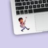 Custom Animated Fiesta Guitarist Face Cutout – Sticker Custom Animated Fiesta Guitarist Face Cutout shown on a sticker mockup