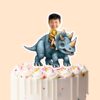 Custom Rider on a Gray Horned Yellow Shirt Face Cutout – Cake Topper Custom Rider on a Gray Horned Yellow Shirt Face Cutout shown on a cake topper mockup