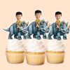 Custom Rider on a Gray Horned Yellow Shirt Face Cutout – Cupcake Topper Custom Rider on a Gray Horned Yellow Shirt Face Cutout shown on a cupcake topper mockup