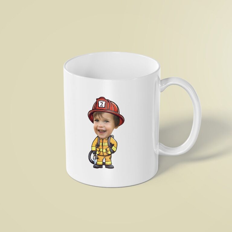 Custom Number 2 Firefighter Face Cutout – Mug Custom Number 2 Firefighter Face Cutout shown on a mug mockup