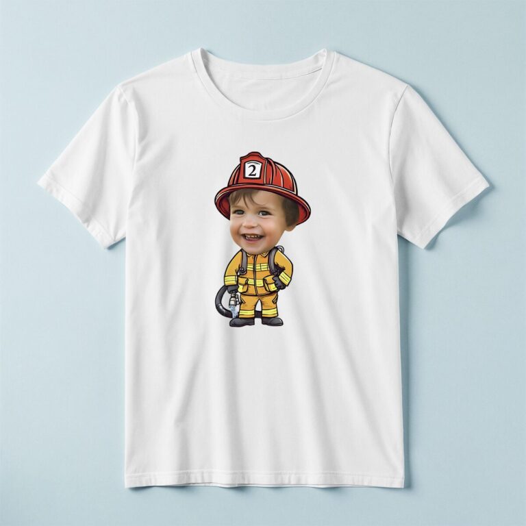 Custom Number 2 Firefighter Face Cutout – T-shirt Custom Number 2 Firefighter Face Cutout shown on a T-shirt mockup