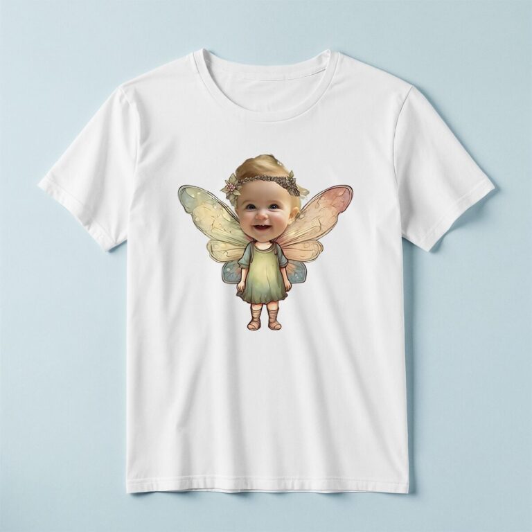 Custom Pastel Woodland Fairy Face Cutout – T-shirt Custom Pastel Woodland Fairy Face Cutout shown on a T-shirt mockup
