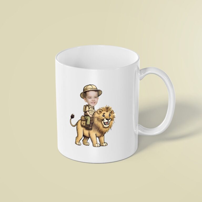Custom Lion Safari Rider Golden Tan Palette Face Cutout – Mug Custom Lion Safari Rider Golden Tan Palette Face Cutout shown on a mug mockup