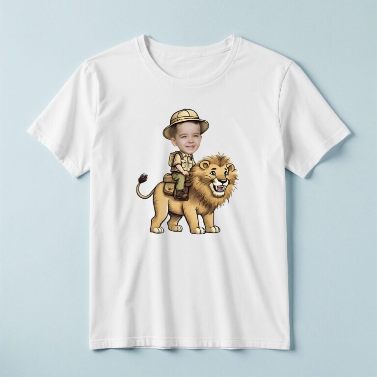 Custom Lion Safari Rider Golden Tan Palette Face Cutout – T-shirt Custom Lion Safari Rider Golden Tan Palette Face Cutout shown on a T-shirt mockup