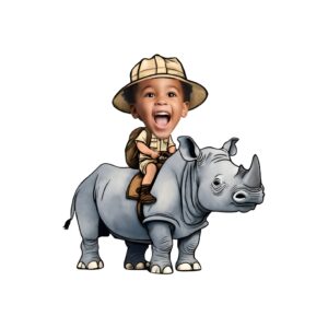 Custom Rhinoceros Safari Rider Face Cutout – Original Custom Rhinoceros Safari Rider Face Cutout design preview