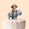 Custom Rhinoceros Safari Rider Face Cutout – Cake Topper Custom Rhinoceros Safari Rider Face Cutout shown on a cake topper mockup