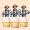 Custom Rhinoceros Safari Rider Face Cutout – Cupcake Topper Custom Rhinoceros Safari Rider Face Cutout shown on a cupcake topper mockup