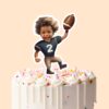 Custom Navy Number 2 Football Runner Face Cutout – Cake Topper Custom Navy Number 2 Football Runner Face Cutout shown on a cake topper mockup