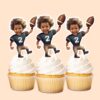 Custom Navy Number 2 Football Runner Face Cutout – Cupcake Topper Custom Navy Number 2 Football Runner Face Cutout shown on a cupcake topper mockup