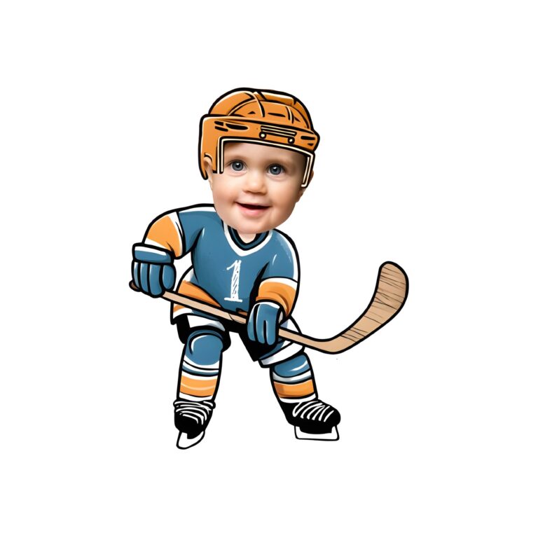 Custom Teal Number 1 Hockey Skater Face Cutout – Original Custom Teal Number 1 Hockey Skater Face Cutout design preview